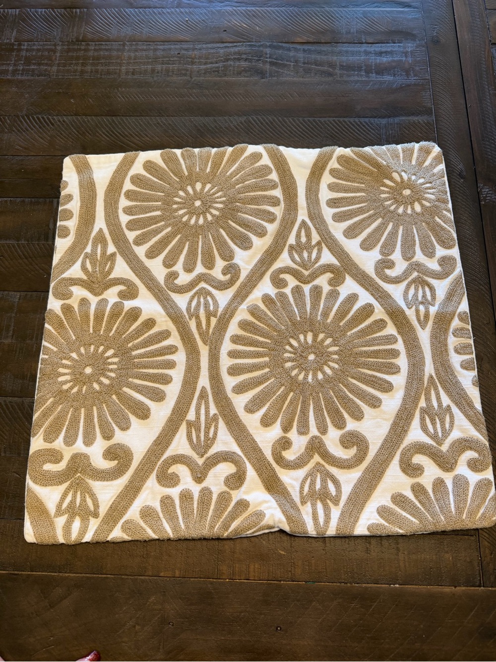 Pottery Textured Embroidery Cotton 20x20 Throw Pillow Cover